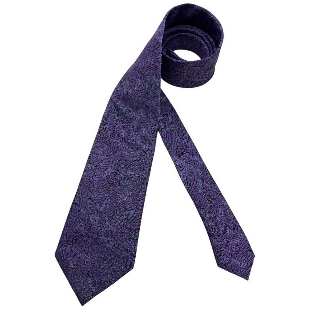 CANALI 1934 Navy/Purple Paisley Silk LUXURY Tie ITALY